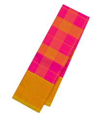 Hot Pink Handloom Kanchipuram Silk Saree With Checks-KA15140