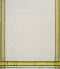 Off White Handloom Kerala Cotton Saree With Green Zari Border