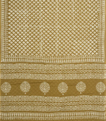Dark Beige Printed Jaipur Cotton Saree With Printed Floral Motifs-JC1782