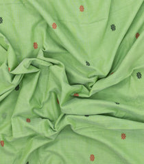 Light Green Handwoven Bengal Cotton Saree With Floral Buttas-BG1514