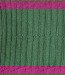 Bottle Green Handloom Gadwal Silk Cotton Saree With Contrast Border-GA0249