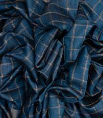 Indigo Handloom Dupion Silk Saree With Printed Fish Pallu-DS0492