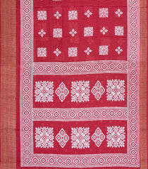 Red Printed Synthetic Dola Saree With Zari Stripes & Border-BL5396
