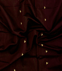 Dark Maroon Handloom Maheswari Silk Cotton Saree With Buttas & Zari Border-SC4881