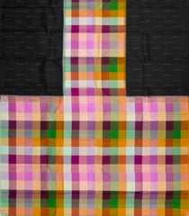 Multi Colour Handloom Korvai Muppagam Kanchipuram Silk Saree With Checks-KA16618
