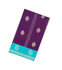 Purple Woven Blended Aura Saree With Zari Buttas & Zari Border-BL5819