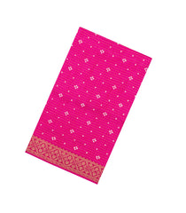 Hot Pink Printed Synthetic Dola Silk Saree With Zari Stripes & Border-SY0389
