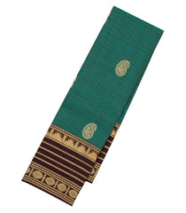 Sea Green Kanchipuram Silk Saree With Zari Stripes & Buttas-KA14185