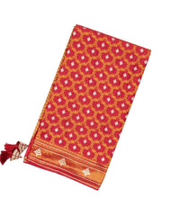 Dark Peach Woven Blended Satin Saree With Floral Jaal Motifs-BL3822