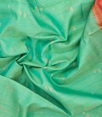 Aquamarine Handloom Soft Silk Saree With Stripes & Buttas-SO4377