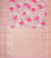 Baby Pink Handloom Silk Saree With Printed Floral Motifs-PS0762