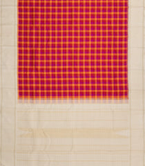 Magenta & Crimson Handloom Korvai Kanchipuram Silk Saree With Checks-KA16615