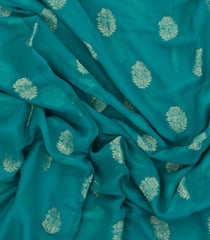 Cyan Woven Mysore Silk Saree With Floral Buttas-MS3438