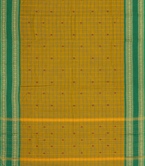 Olive Green Woven Chettinad Cotton Saree With Checks-CN1889