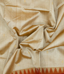 Taupe Handloom Silk Cotton Saree With Temple Border-SC4402
