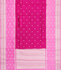 Hot Pink Woven Banarasi Poona Silk Saree With Checks & Buttas-BP1001