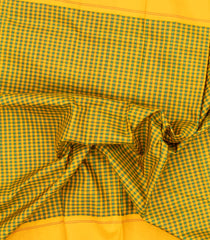 Mustard Handloom Korvai Kanchipuram Silk Saree With Checks-KA13538
