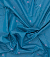 Sky Blue Handwoven Bengal Cotton Saree With Floral Buttas-BG1490