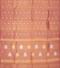 Peach Woven Banarasi Tissue Silk Saree With Floral Buttas