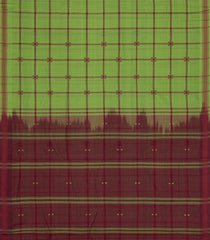 Green Woven Kadapa Cotton Saree With Checks-KN0715