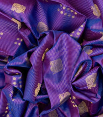 Purple Silk Saree With Zari Checks & Annam Buttas