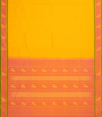 Yellow Handloom Kanchipuram Silk Saree With Checks & Contrast Border-KA14495