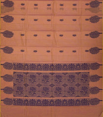 Peach Woven Rasipuram Cotton Saree With Floral & Tree Buttas