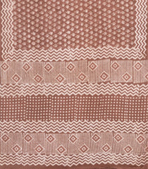 Brown Printed Jaipur Cotton Saree With Floral Motifs-JC1825