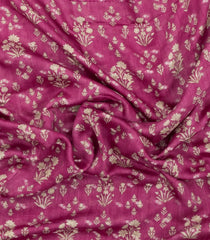 Chesnutt Pink Printed Tussar Silk Saree With Floral Motifs-TU3622