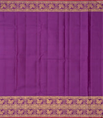 Lavender Handloom Korvai Kanchipuram Silk Saree With Kamalam Motifs-KA12528