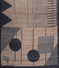 Black Printed Tussar Silk Saree With Abstract Motifs-TU3835