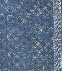 Indigo Printed Jaipur Cotton Saree With Floral Motifs-JC1821