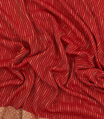 Red Woven Mysore Silk Saree With Zari Stripes-MS3311