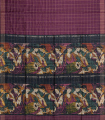Lilac Woven Dupion Silk Saree With Checks & Printed Pallu-DS0632