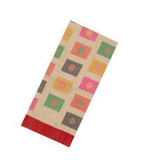 Beige Handloom Bengal Cotton Saree With Meena Buttas-BG1609