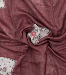 Brown Printed Art Linen Saree With Zari Checks-BL6074