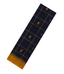 Midnight Blue Handloom Rasipuram Cotton Saree With Checks & Buttas-RA2507