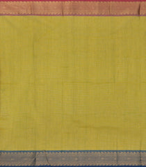Olive Green Woven Chettinad Cotton Saree With Contrast Border-CN1855