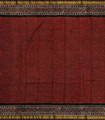 Crimson Printed Chanderi Cotton Saree With Zari Border-CC1499