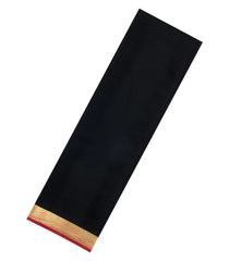 Black Woven Mysore Silk Saree With Contrast Border-MS3751