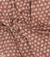 Brown Printed Jaipur Cotton Saree With Floral Motifs-JC1825