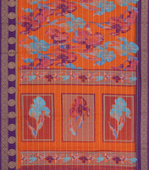 Orange Printed Synthetics Dola Silk Saree Zari Stripes & Contrast Border-BL5349