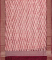 Burgundy Printed Chanderi Cotton Saree With Zari Border-CC1508