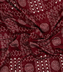 Maroon Printed Blended Chanderi Cotton Saree With Zari Border-BL5772