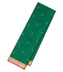 Dark Green Handloom Soft Silk Saree With Floral Buttas-SO4015