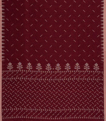 Crimson Woven Bengal Cotton Saree With Chevron Motifs-BG1816