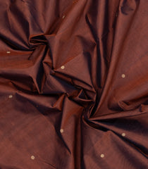 Brown Handloom Silk Cotton Saree With Buttas & Zari Border-SC4813