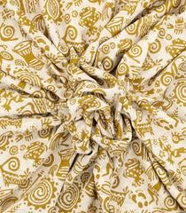 Off White Printed Jaipur Cotton Saree With Tribal Motifs-JC1451