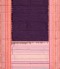 Dark Purple Handloom Korvai Kanchipuram Silk Saree With Zari Stripes-KA15409