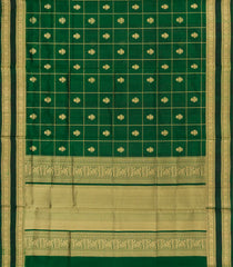 Green Handloom Kanchi Cotton Saree With Silk Border-KC1807